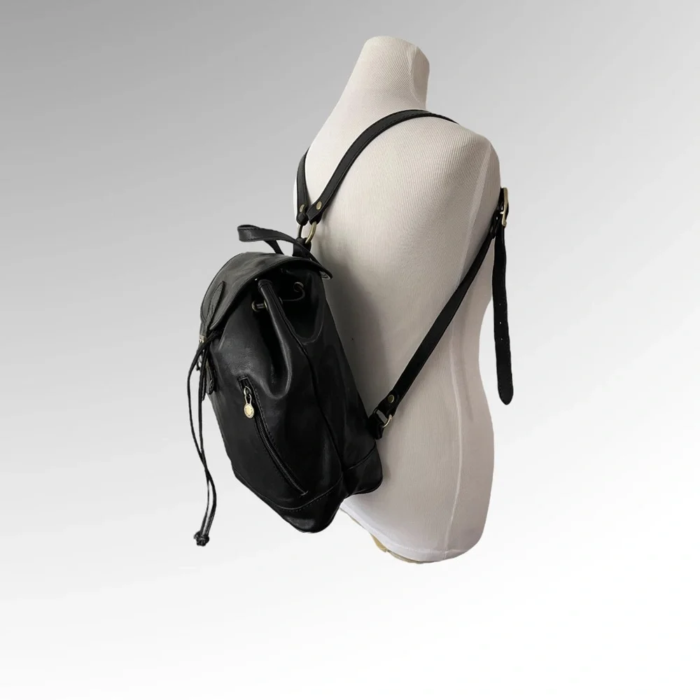 LEATHER ITALY Florence Large Black Backpack Bag